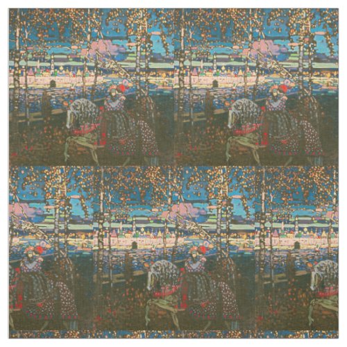 Abstract Kandinsky Riding Couple Colorful Fabric