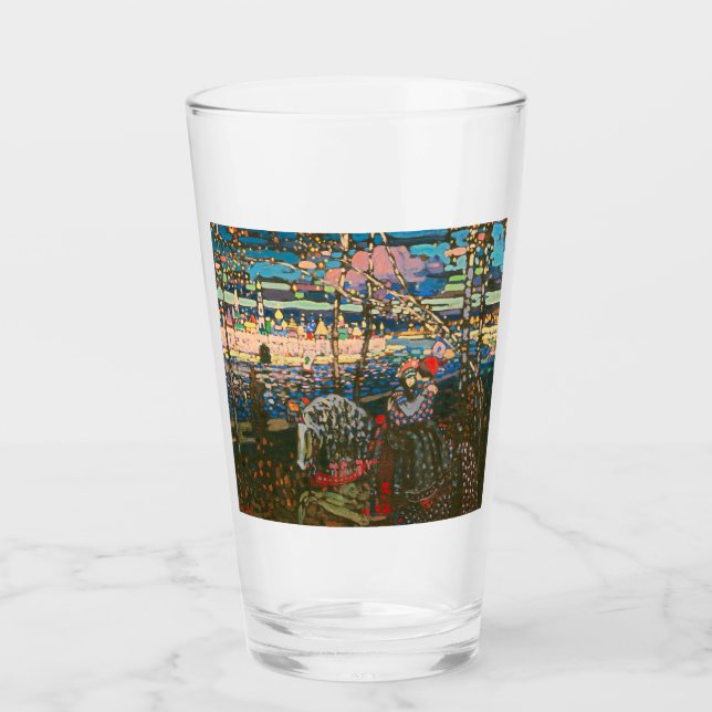 Abstract Kandinsky Riding Couple Colorful Glass (Front)