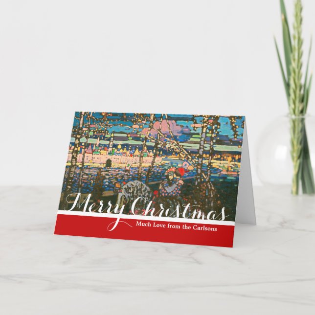 Abstract Kandinsky Riding Couple Colorful Holiday Card (Front)