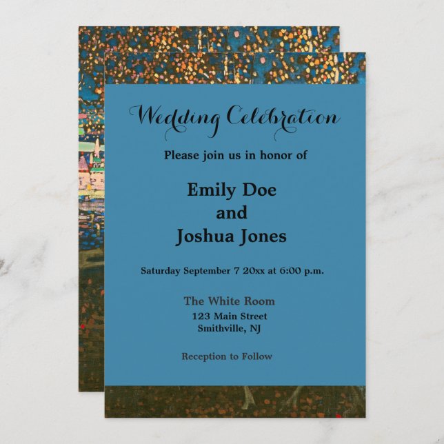 Abstract Kandinsky Riding Couple Colorful Invitation (Front/Back)