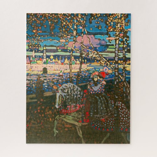 Abstract Kandinsky Riding Couple Colorful Jigsaw Puzzle