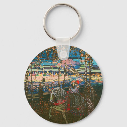 Abstract Kandinsky Riding Couple Colorful Keychain