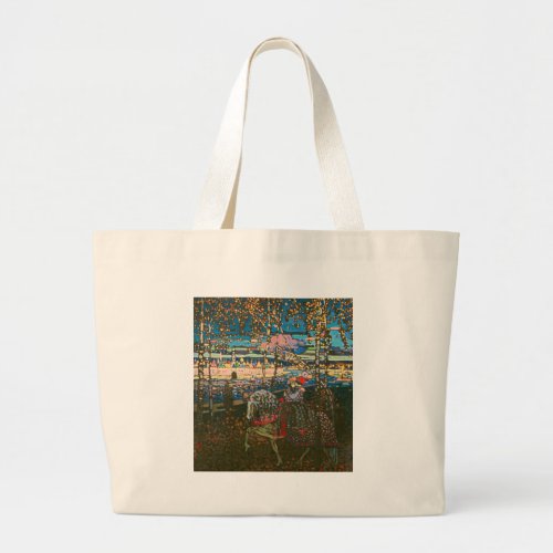 Abstract Kandinsky Riding Couple Colorful Large Tote Bag