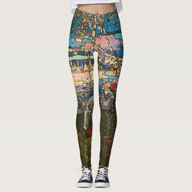 Abstract Kandinsky Riding Couple Colorful Leggings (Front)