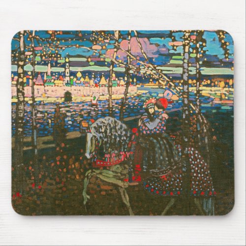 Abstract Kandinsky Riding Couple Colorful Mouse Pad