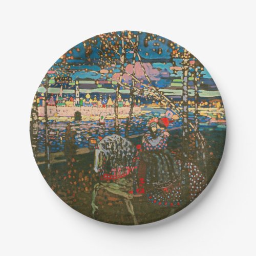 Abstract Kandinsky Riding Couple Colorful Paper Plates