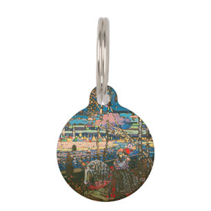 Abstract Kandinsky Riding Couple Colorful Pet ID Tag