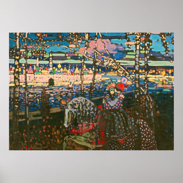Abstract Kandinsky Riding Couple Colorful Poster (Front)
