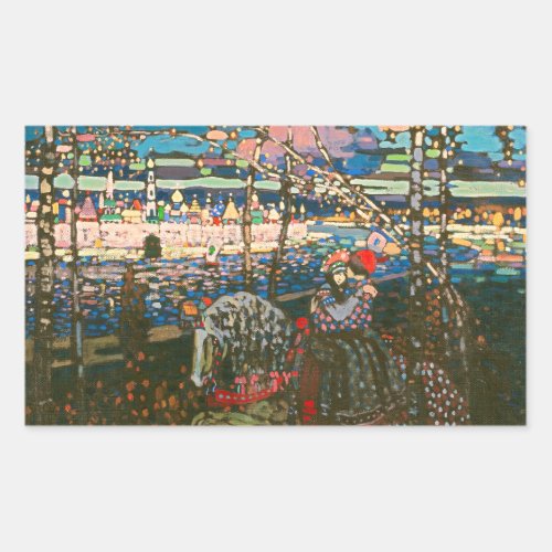 Abstract Kandinsky Riding Couple Colorful Rectangular Sticker