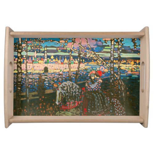 Abstract Kandinsky Riding Couple Colorful Serving Tray