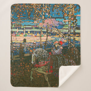Abstract Kandinsky Riding Couple Colorful Sherpa Blanket