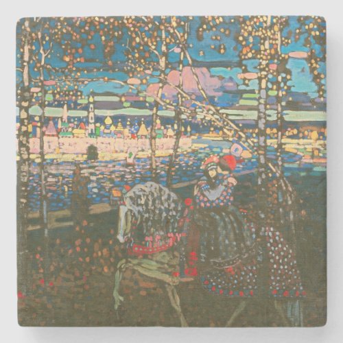 Abstract Kandinsky Riding Couple Colorful Stone Coaster