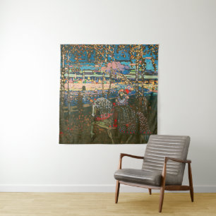 Abstract Kandinsky Riding Couple Colorful Tapestry