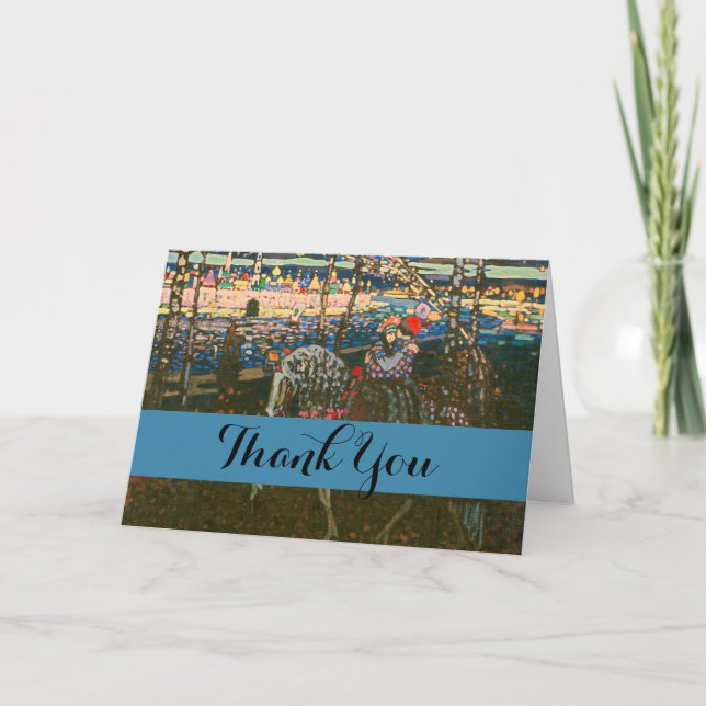 Abstract Kandinsky Riding Couple Colorful Thank You Card (Front)