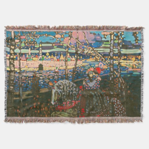 Abstract Kandinsky Riding Couple Colorful Throw Blanket