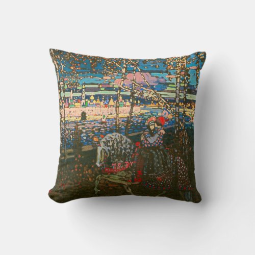 Abstract Kandinsky Riding Couple Colorful Throw Pillow