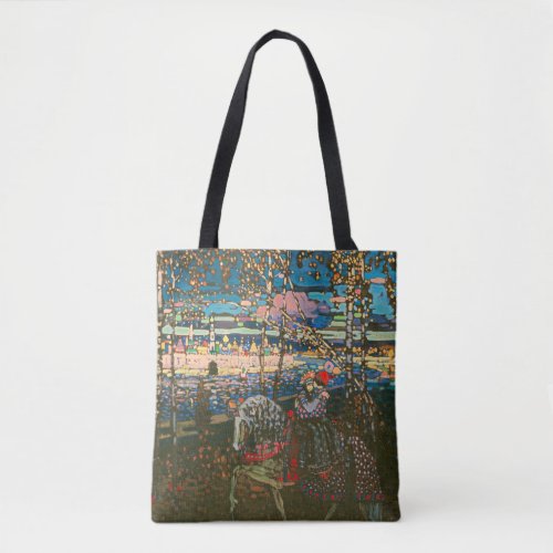 Abstract Kandinsky Riding Couple Colorful Tote Bag