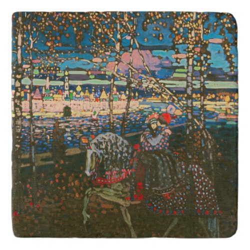 Abstract Kandinsky Riding Couple Colorful Trivet