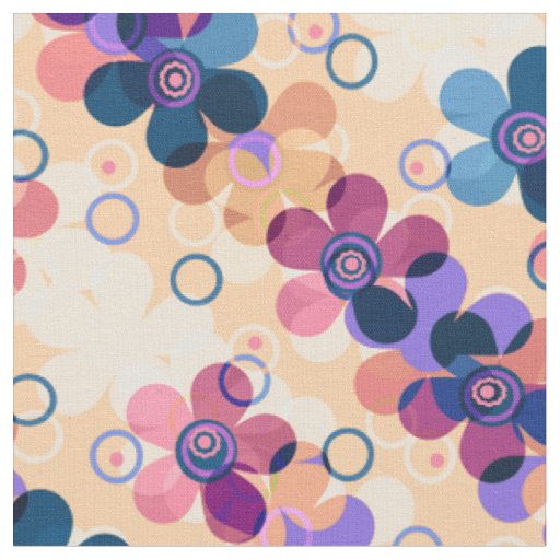 Abstract kids cute cartoon flowers floral retro de fabric