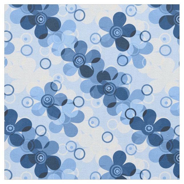 Abstract kids cute cartoon flowers floral retro de fabric (Close Up)