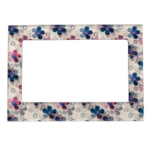Abstract kids cute cartoon flowers floral retro de magnetic frame