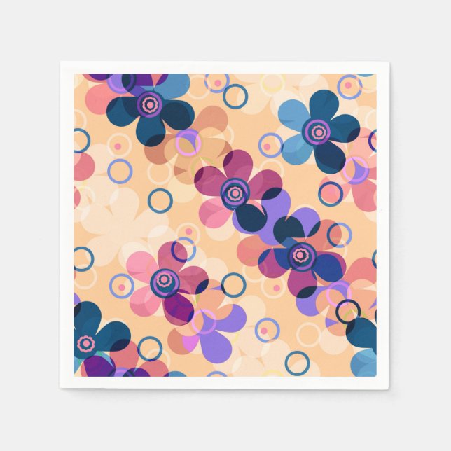Abstract kids cute cartoon flowers floral retro de napkins (Front)