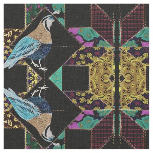 Abstract King Quail Quilt Fabric