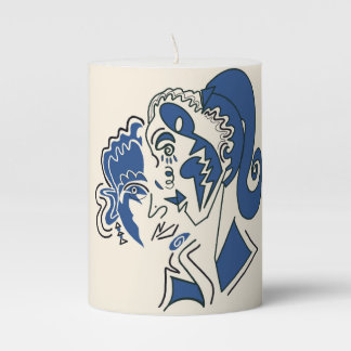 Abstract Kiss on the Cheek Pillar Candle
