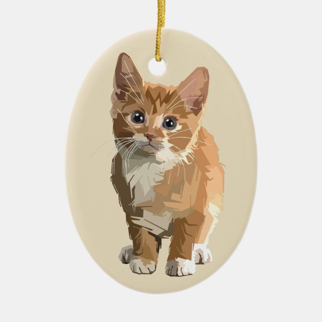abstract kitten porcelain ornament (Front)
