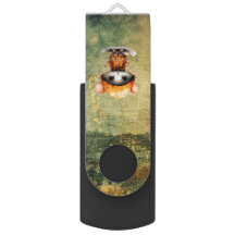 Abstract Kitty USB Swivel Flash Drive