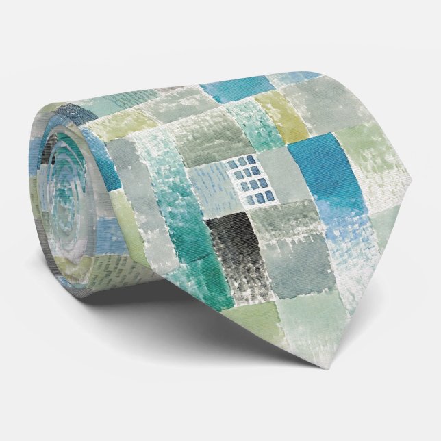 Abstract Klee Style - Watercolor Block  Neck Tie (Rolled)