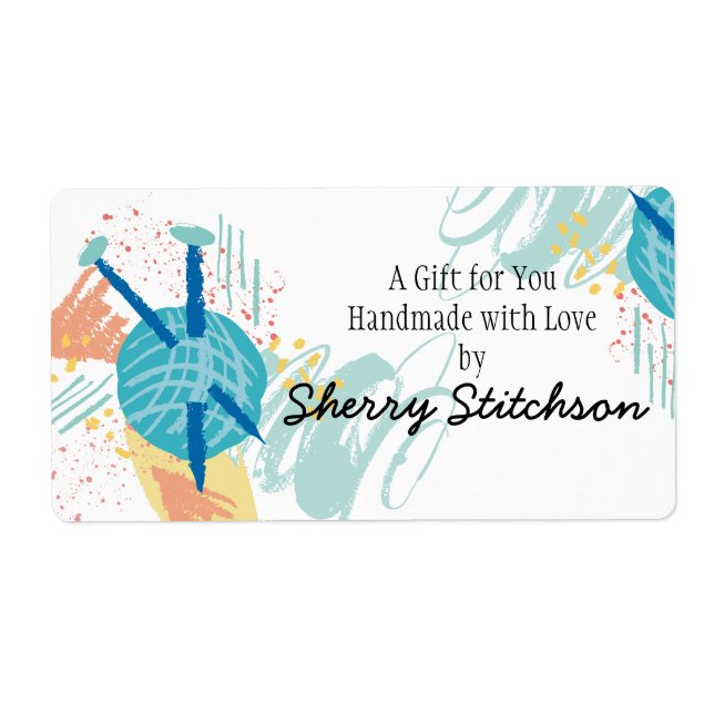 abstract knitting needles ball of yarn label (Front)