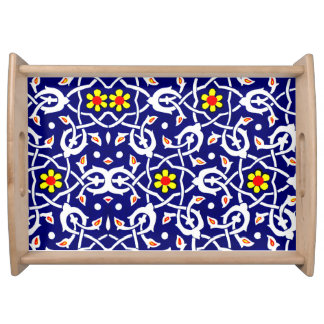abstract knots and flowers print serving tray