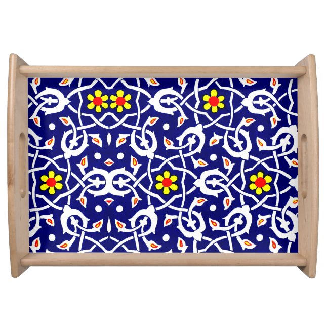 abstract knots and flowers print serving tray (Front)