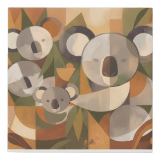 Abstract Koala Bears Faux Canvas Print