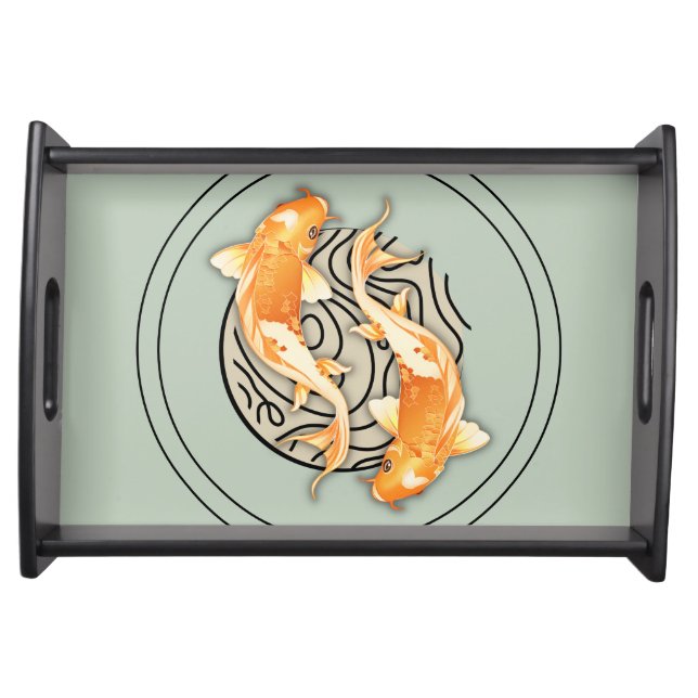 Abstract Koi Artistic Wood Serving Tray (Front)
