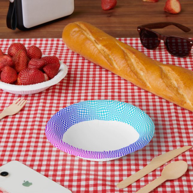Abstract L Blue Pink n Purple Paper Bowls (Picnic)
