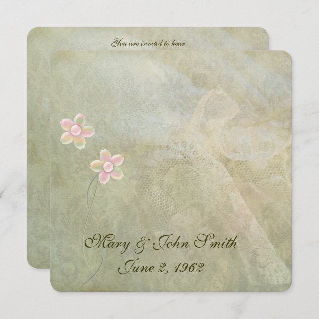 Abstract Lace Vow Renewal Invitation (Front/Back)