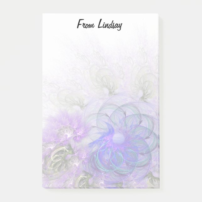 Abstract Lacy Floral Design Purple Blue Custom Post-it Notes (Front)