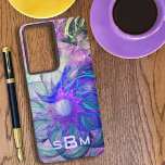 Abstract Lacy Flowers Purple Blue Art Custom Samsung Galaxy S21 Ultra Case<br><div class="desc">This design features a delicate lacy fractal digital art flower design of purples, blues and greens. Personalize or delete each initial letter template or edit using the design tool to select a font style, size, and color you prefer. You can also add this design to other phone brand cases or...</div>