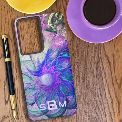 Abstract Lacy Flowers Purple Blue Art Custom Samsung Galaxy S21 Ultra Case