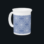 Abstract Lacy Fractal Snowflake Pattern on Blue Beverage Pitcher<br><div class="desc">This elegant and lacy fractal snowflake pattern on a blue background with a delicate, abstract modern look is being offered just in time for the holidays. This beautiful snowflake pattern design is perfect for both holiday fashion and home decor items as well as making the perfect gift. There is also...</div>