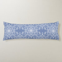 Abstract Lacy Fractal Snowflake Pattern on Blue