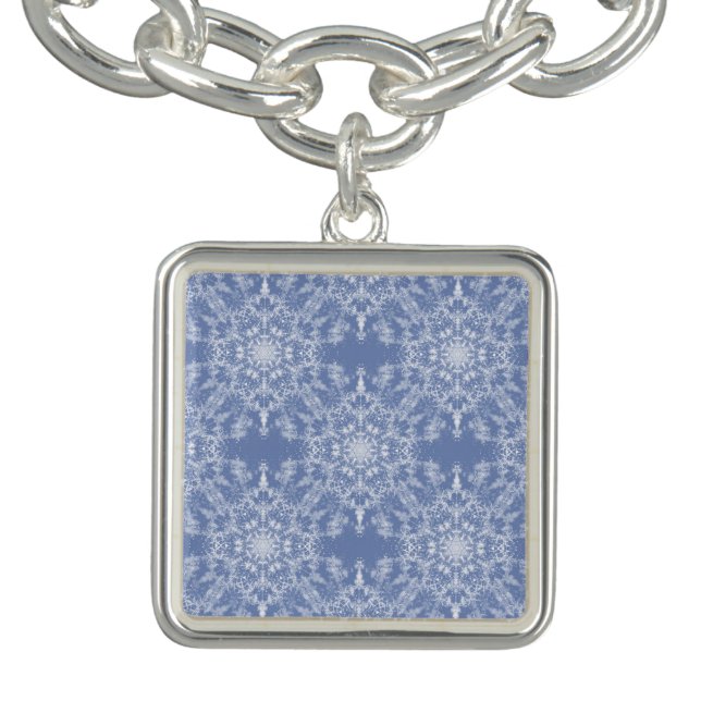 Abstract Lacy Fractal Snowflake Pattern on Blue Bracelet (Design)