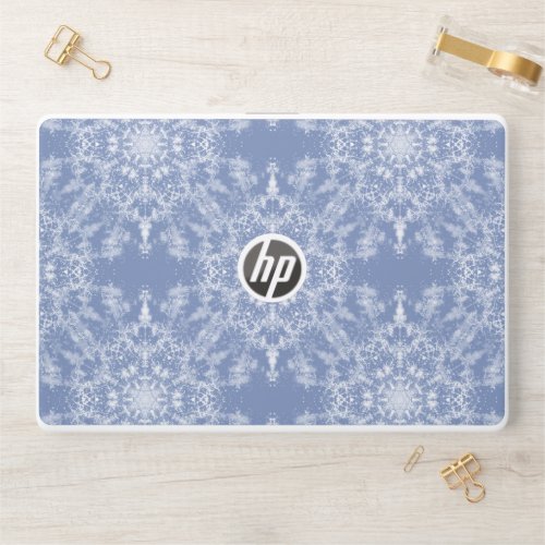 Abstract Lacy Fractal Snowflake Pattern on Blue HP Laptop Skin