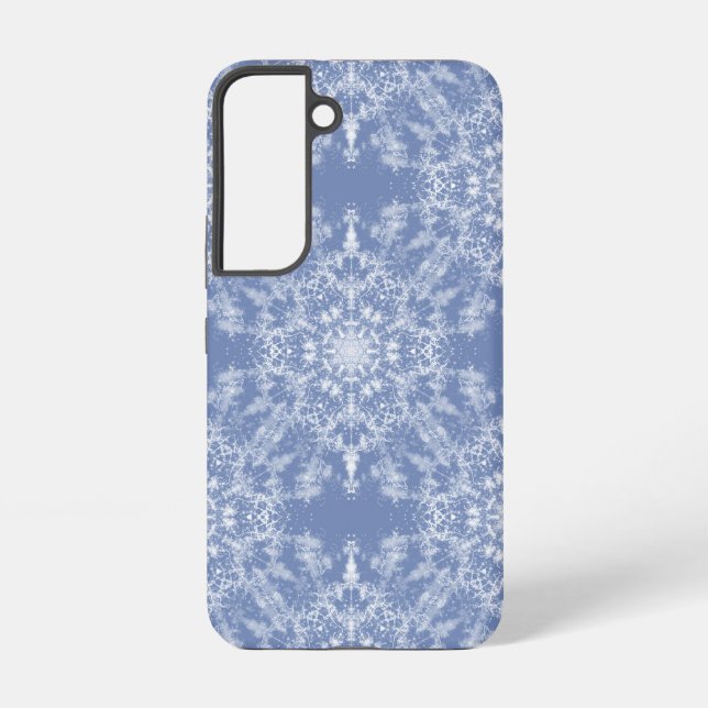 Abstract Lacy Fractal Snowflake Pattern on Blue Samsung Galaxy Case (Back)