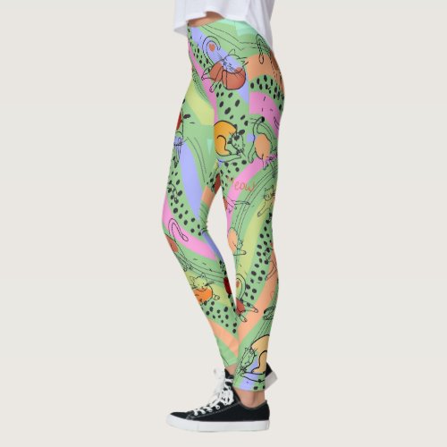 Abstract Lady with Cats Leggings
