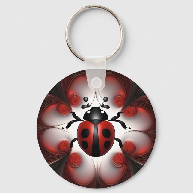 Abstract Ladybug Art Design, Keychain (Front)