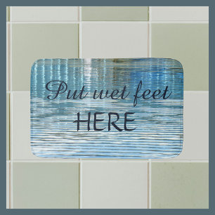 Abstract Lake Reflection Funny Plush Blue Wet Feet Bath Mat