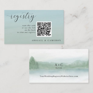 Abstract Lake & Trees Sage Green Wedding Registry Enclosure Card